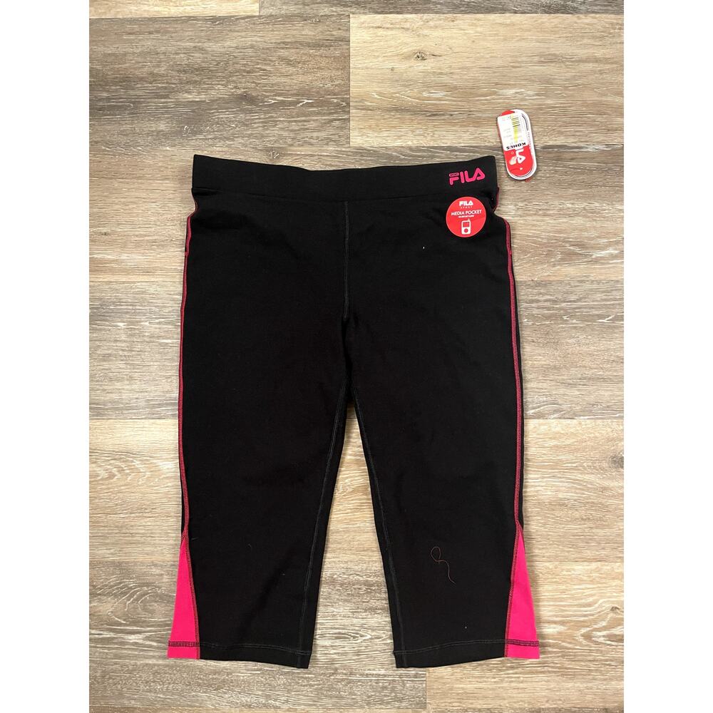 Fila Sport Athletic Leggings cropped women's Medium black and pink NWT